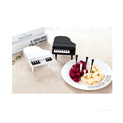 Creative Piano Modeling Piano Key Fruit Fork, Cake, Snack, Dessert, Salad, For Party, Bar, Kitchen, Tableware,Xander Portable Premium Plastic Fork (White)