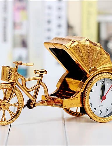 CL Creative Retro Rickshaw Alarm Desktop Decoration Plastic Bedside CL ock , gold
