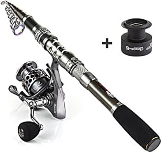 Sougayilang Spinning Fishing Rod and Spool Combos Portable Telescopic Fishing Rod Spinning Reels for Travel Saltwater Freshwater Fishing