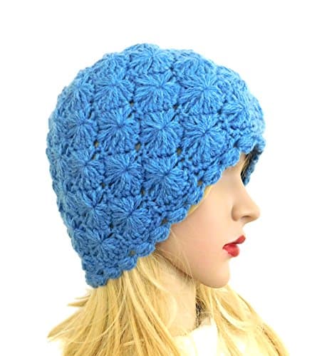Women's Hat Beanie Blue Mate Flower Hat