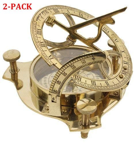 BR 48342X Brass Sundial Compass (Full Size (2-Pack))