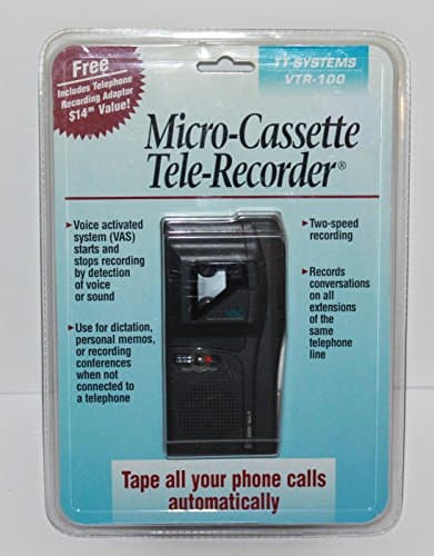 TT Systems VTR-100 Micro-Cassette Tele-Recorder Voice Activated w/free TR-50 Adapter