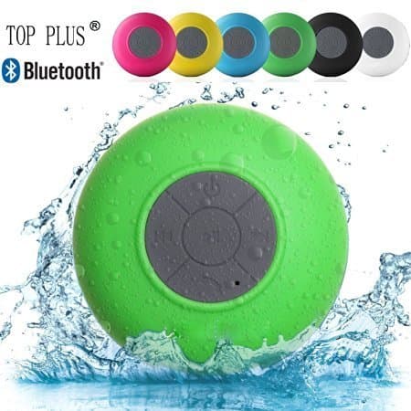 TOP PLUS? HD Water Resistant Bluetooth 3.0 Shower Speaker, Handsfree Portable Speakerphone with Built-in Mic, 6hrs of playtime, Control Buttons and Dedicated Suction Cup