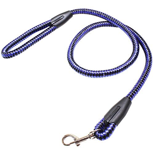 Durable Dog Rope Leash - Small and Medium Breed Sturdy Leashes by FIDO Care (Blue/Black)