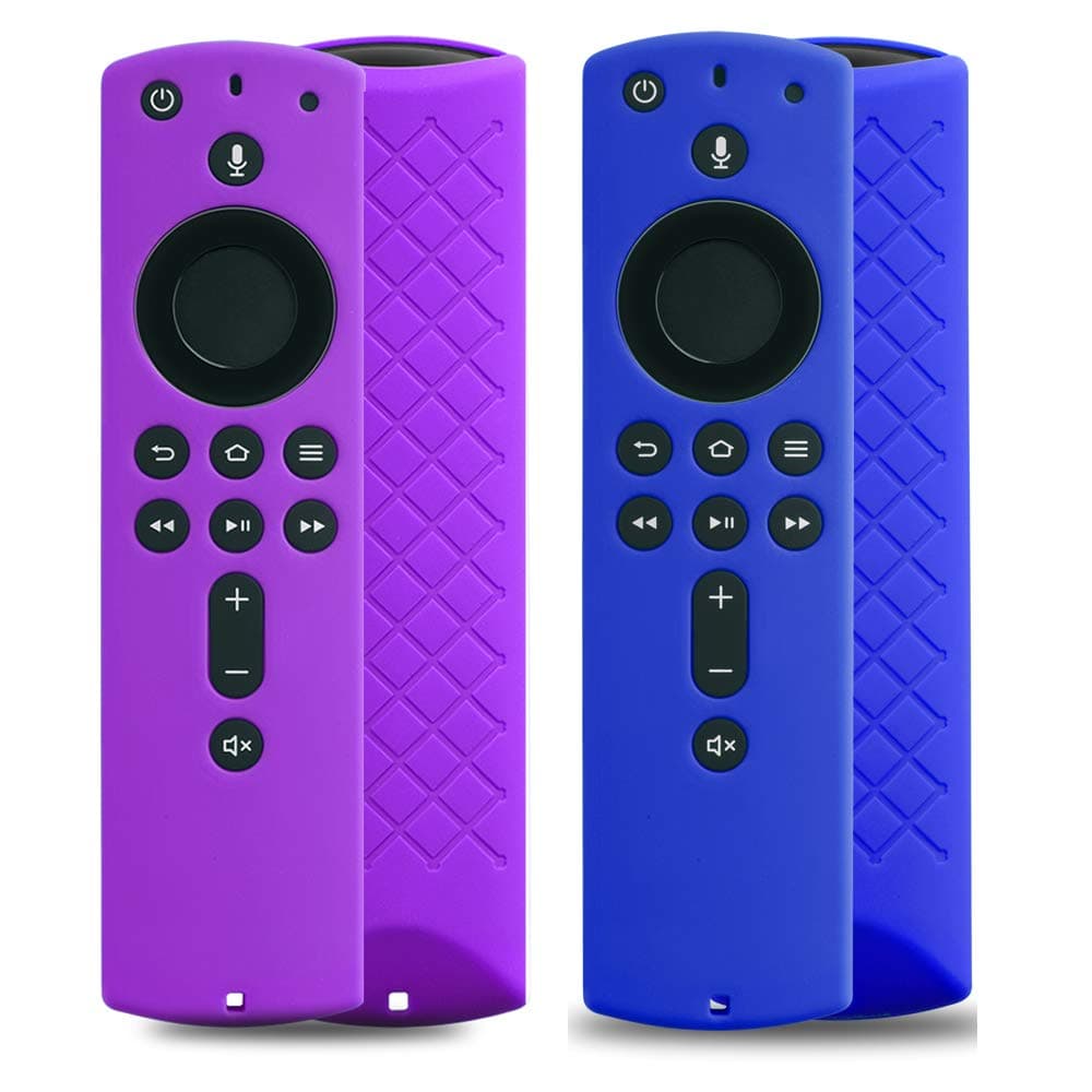 2 Pack Covers for All-new Alexa Voice Remote for Fire TV Stick 4K, Fire TV Stick (2nd Gen), Fire TV (3rd Gen) Shockproof Protective Silicone Case (Blue+Purple)