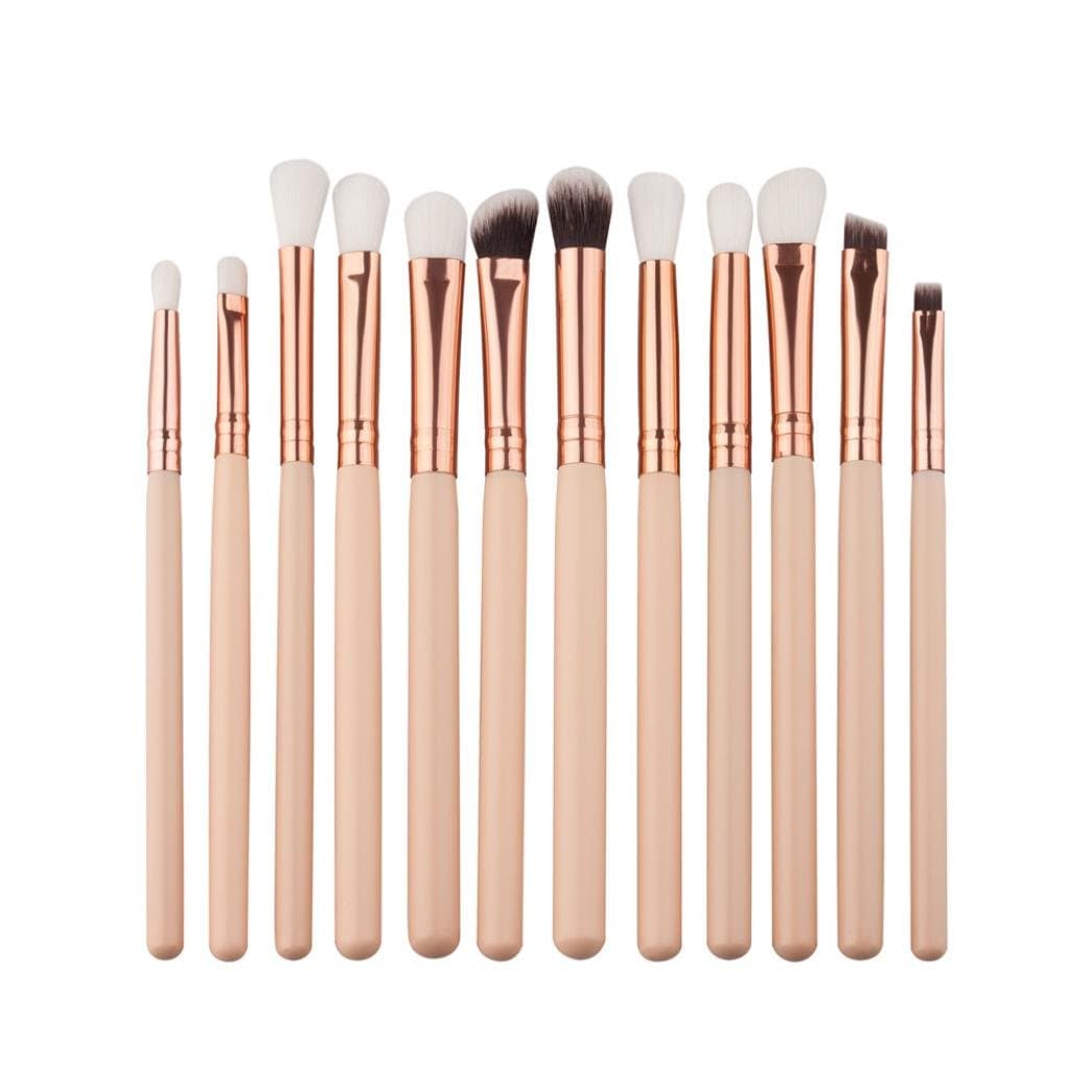 Start 12 pcs/Sets Makeup Brush Set for Eye Shadow Foundation Eyebrow Lip (Beige)