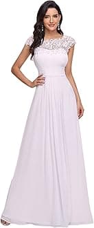 Ever-Pretty Women's Cap Sleeve Ruched Lace Round Neck Chiffon Formal Evening Gowns 09993-US