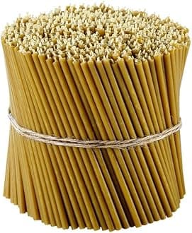 Danilovo Pure Beeswax Candles - No-Drip, Smoke-Less, Tall, Thin Taper Candles – Decorative Candles for Church Prayer, Decor or Birthday Candles – Honey Scented Candles – 6.3”x0.2” (Yellow, 500pcs)