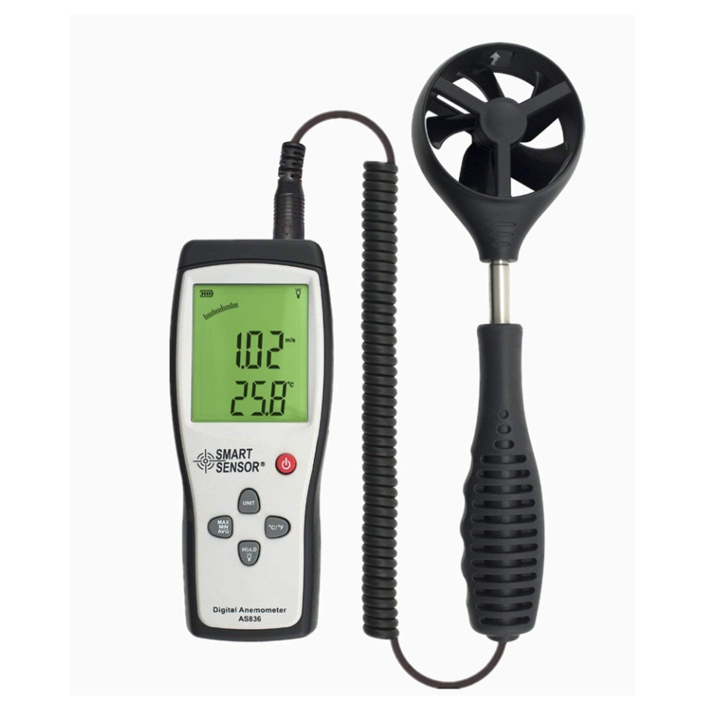 GJJSZ Measuring Instrument AS836 Digital LCD Display Split Type Anemometer Wind Speed Meter