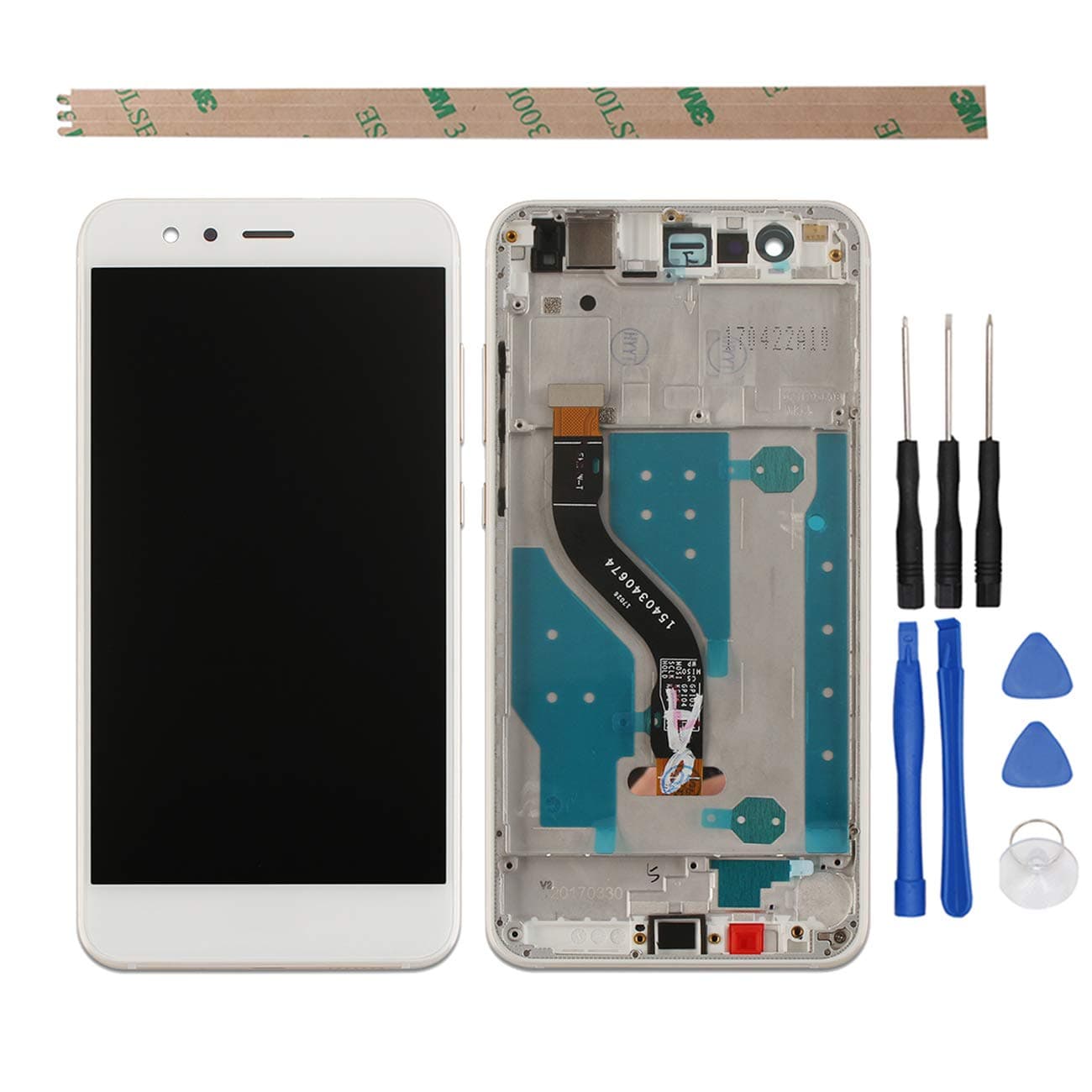 HYYT Replacement for Huawei P10 Lite LCD Display and Touch Screen Digitizer Glass Replacement Full Assembly with Frame(White)