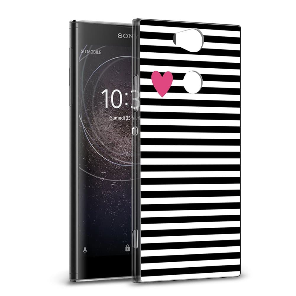 Sony Xperia XA2 Case, Eouine Phone Case Clear with Pattern [Ultra Slim] Shockproof Soft TPU Silicone Gel Cover Bumper Skin for Sony Xperia XA2 5.2" Smartphone (Stripe black)