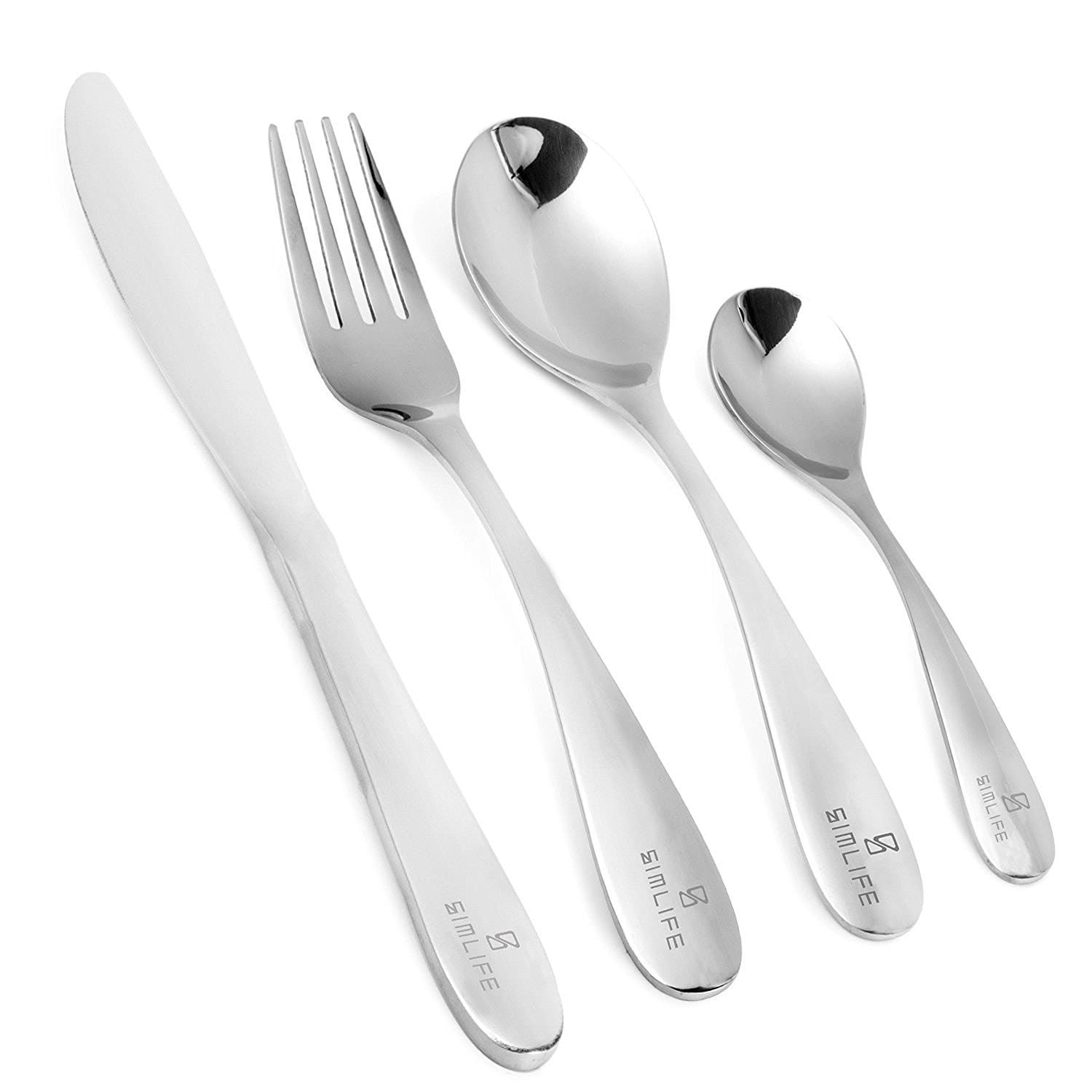 Simlife Flatware Set Stainless Steel Knive/Fork/Spoon/Teaspoon,Service For 1,4-Piece