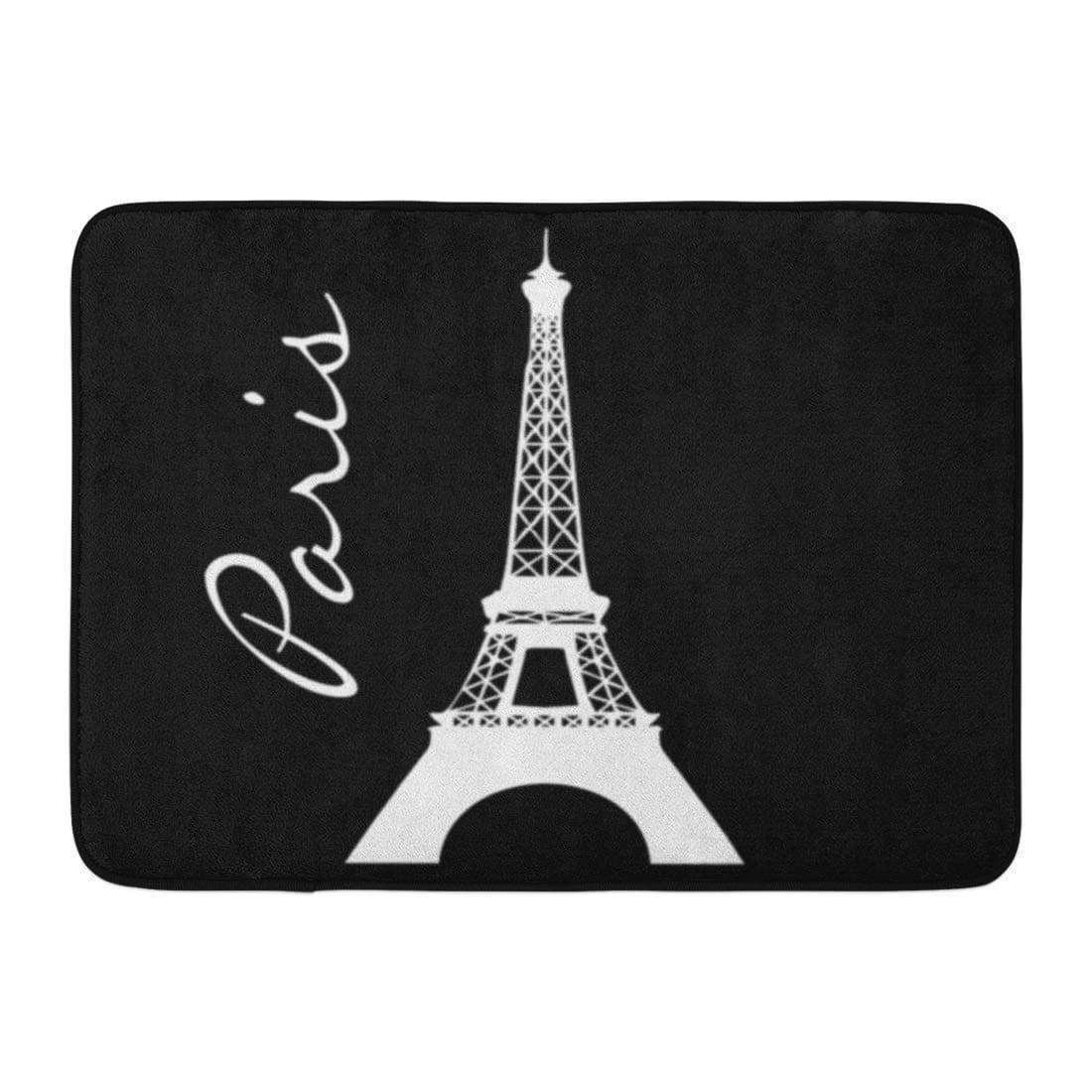 DEGTTF Custom Bath Mat Black White Eiffel Tower Paris Home Bathroom Decor Rug 15.7"x 23.6" Inches Entrance Mat Floor Rug Indoor/Outdoor/Front Door/Bathroom Mats Rubber Non Slip