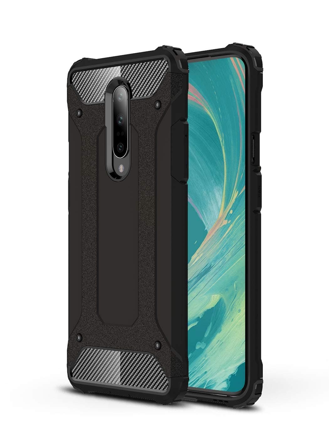 LuckyMi Case Compatible with OnePlus 7 Pro Phone,Oneplus 7 Pro Case,TPU & Hard PC Hybrid Cover Dual Layer Armor Grip Anti-Scratch Protective Case for OnePlus 7 Pro Smartphone (Black)