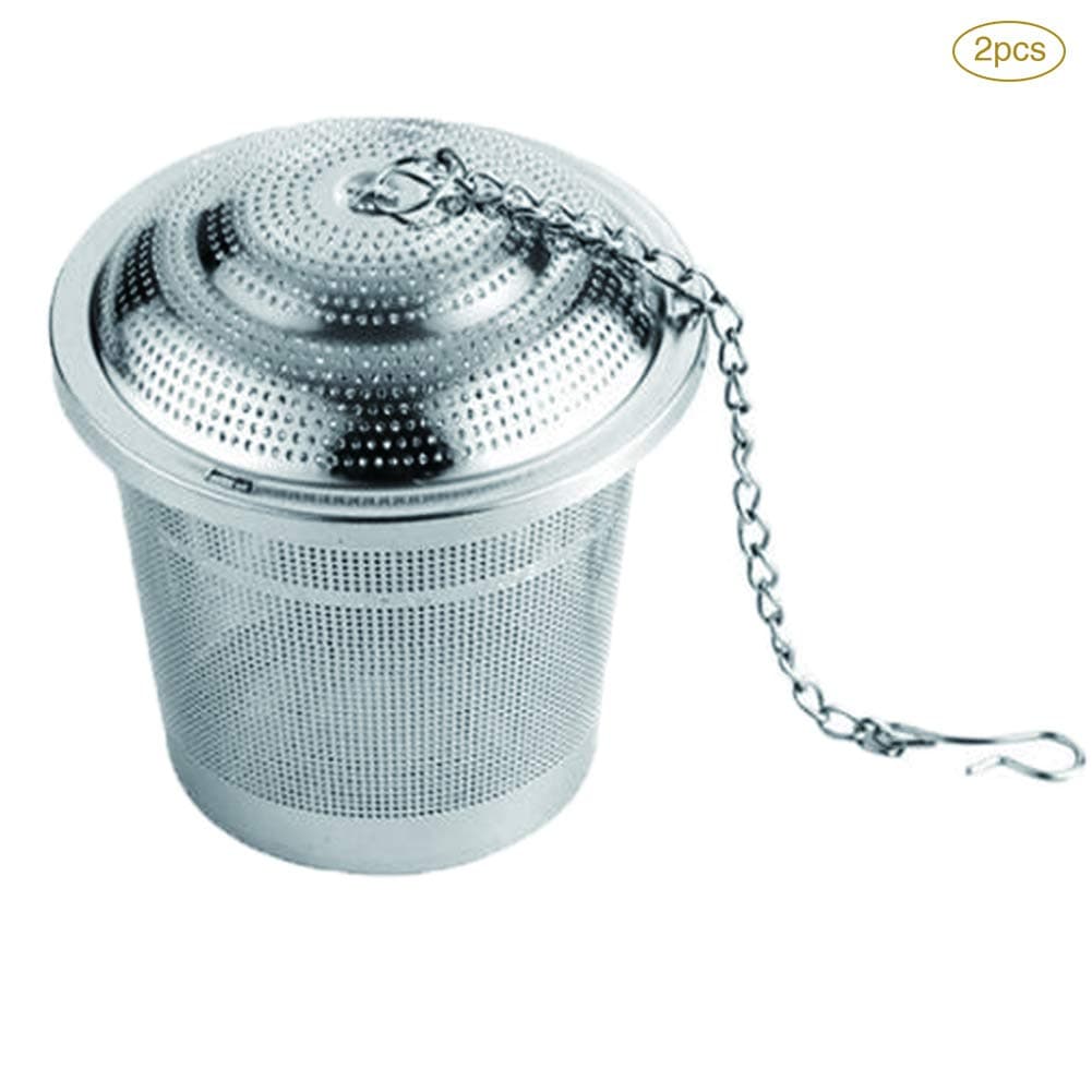 MOLFUJ Tea Infuser,Stainless Steel Barrel Type Convenient Chain Hook Filter Ball,Travel/Office/Home,Raw Particles Coffee/Spice/Hot Pot Seasoning,2pcs,XL
