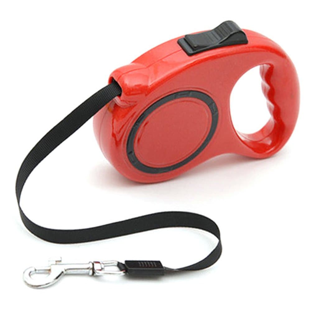 Retractable Dog or Cat Lead / Leash. For Small, medium or large dogs up to 20K. 3 Meters. Spring loaded automatic. (Red)
