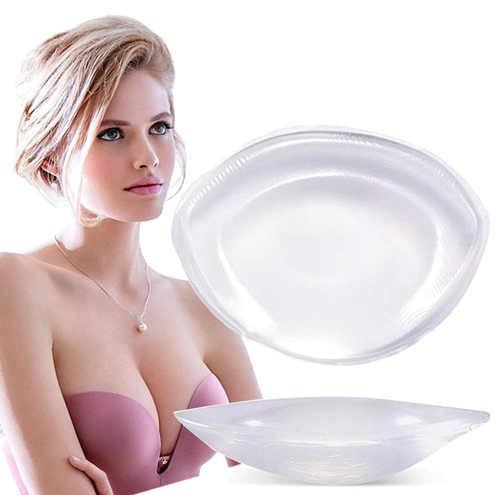 Bra Pads, Upgraded Soft Thick Silicone Bra Inserts Breast Enhancer Chest Push up Padding, M & Thick-L