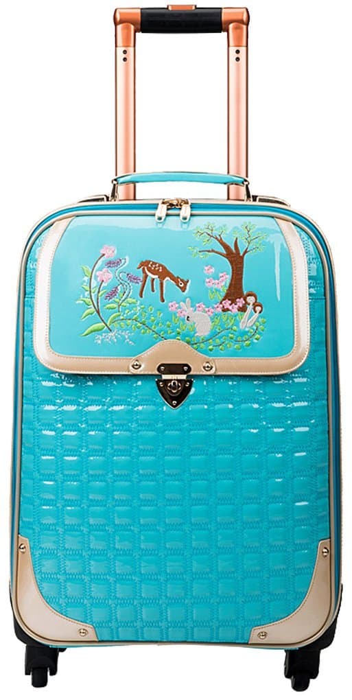 Femoooboro Student Code Rod Leather Suitcase - Blue 24"