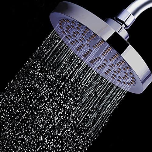 Basong High Pressure Flow Fixed Chrome Luxury Spa Chrome Shower Head Adjustable Metal Swivel Ball Joint Removable Water Restrictor Easy Installation(6 Inches)