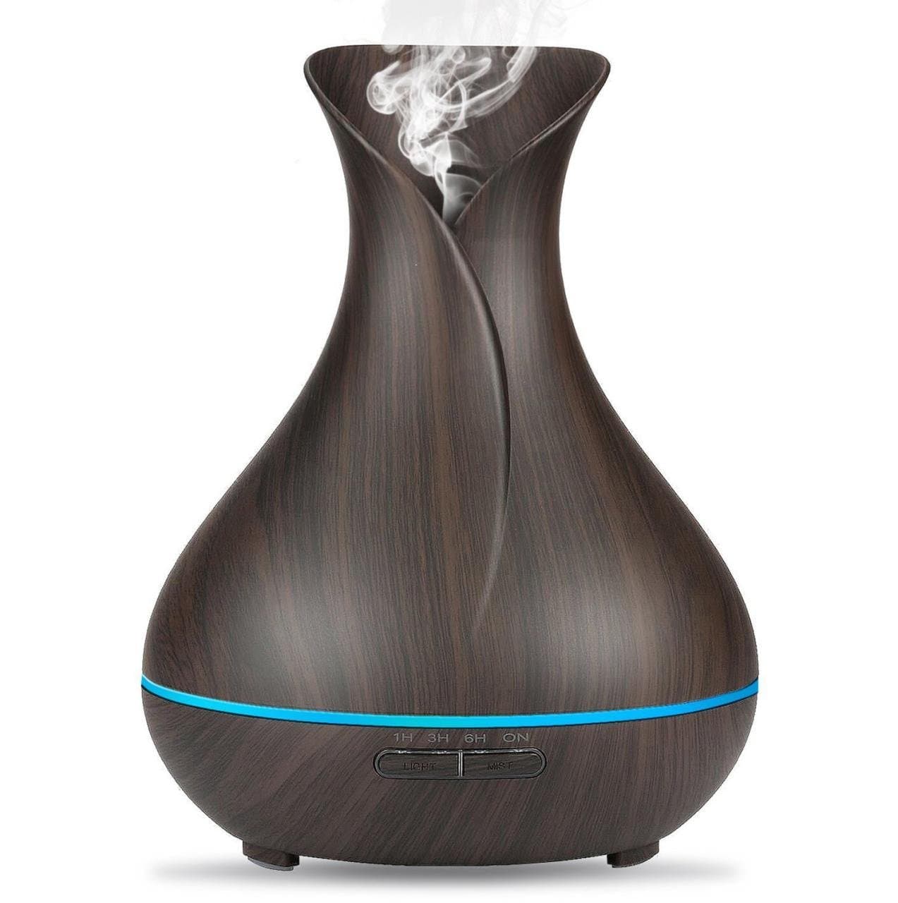 Careeach Aroma Diffuser,Vase Shape 400ml Cool Mist Air Humidifier Ultrasonic Essential Oil Diffuser Air Purifier,7 Color LED Light for Home Yoga Spa Office Bedroom (Dark Wood)