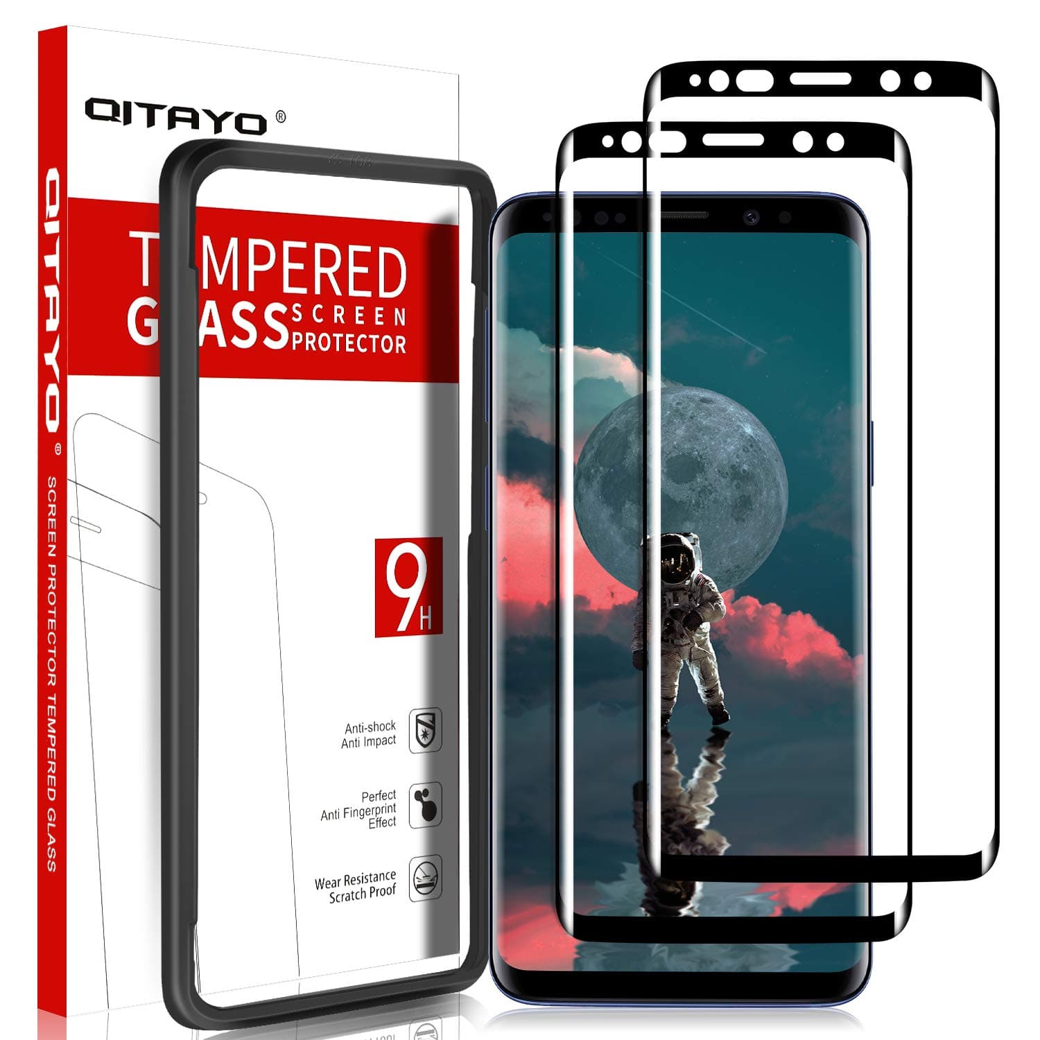 [2 Pack] QITAYO Screen Protector for Samsung Galaxy S9, HD-Clear [Bubble-Free][Case Friendly] [Alignment Frame] Tempered Glass Screen Protector Compatible with Samsung Galaxy s9