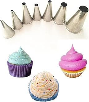 7-piece Stainless Steel Piping Tips Piping Nozzles Cake Cookies Cupcake Icing Decorating Supplies Decorating Kits Frosting Icing Tips Baking Set Tools (Round Tip) #2