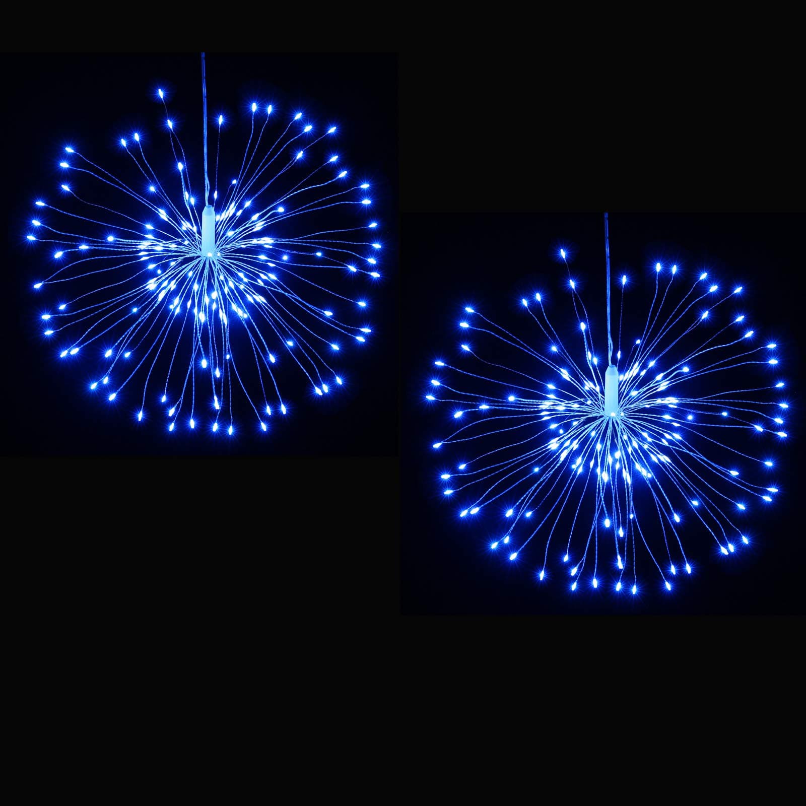 Joomer 2 Pack LED Starburst Lights, 8 Modes 120 LED Dimmable Fairy Lights, Twinkle Fireworks String Lights, Waterproof Battery Operated with Remote Control for Home, Patio, Parties, Wedding (Blue)