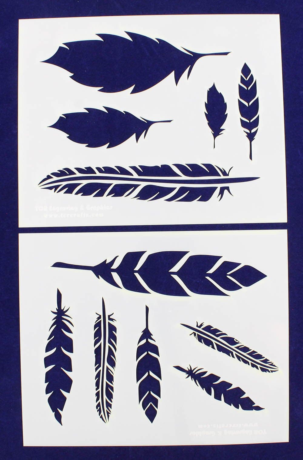 Feather Stencils - 2 Piece Set - 8 X 10 Inches