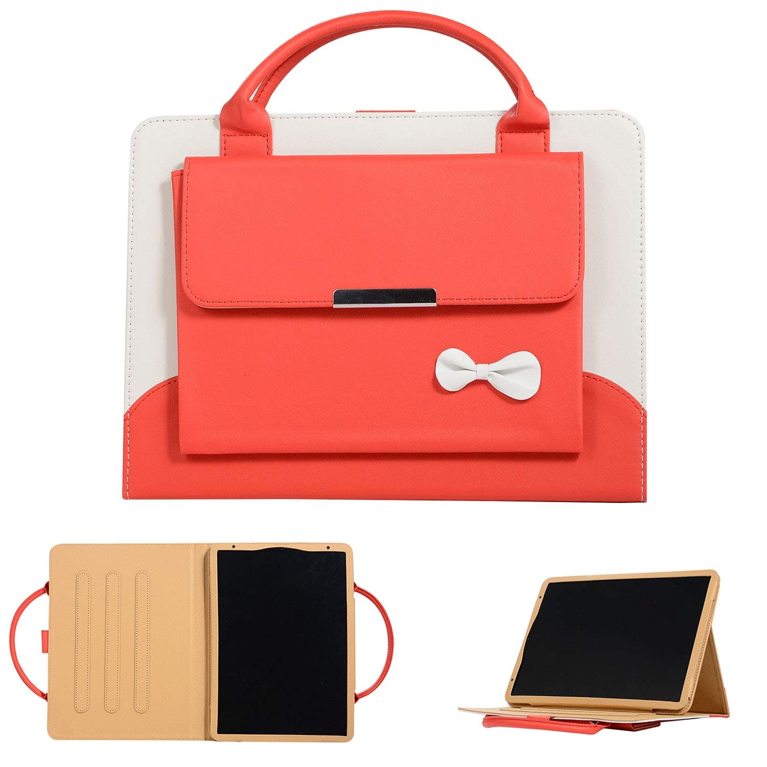 iPad Pro 11 Case 2020 2nd Gen with Hand Strap, Cookk Lovely Handbag for Kids Girls Women Synthetic Leather Magnetic Stand Pocket Cover with Auto Sleep/Wake for Apple iPad Pro 11 Inch Tablet, Red