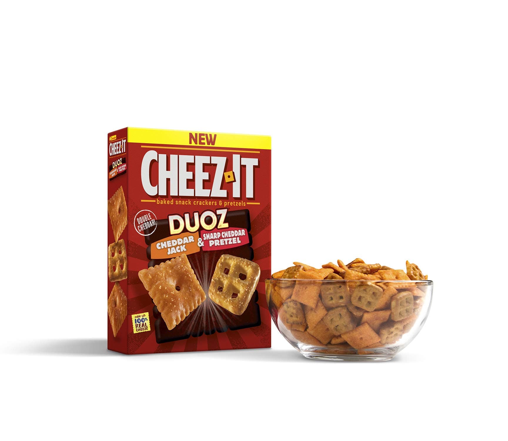 Cheez - It Duoz Cheddar Jack & Sharp Cheddar Pretzel - Baked Snack Crackers and Pretzels - 255g Box