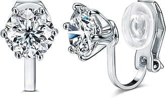 14K Rose Gold Plated 1.5 Carat CZ Clip-On Earrings - 7.5mm Round Cut Simulated diamond Clip-ons