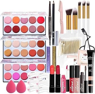 FantasyDay All-in-one Holiday Makeup Gift Set | Makeup Kit for Women Full Kit Cosmetic Essential Starter Bundle Include Eyeshadow Palette Lipstick Blush Foundation Concealer Face Powder Lipgloss Brush