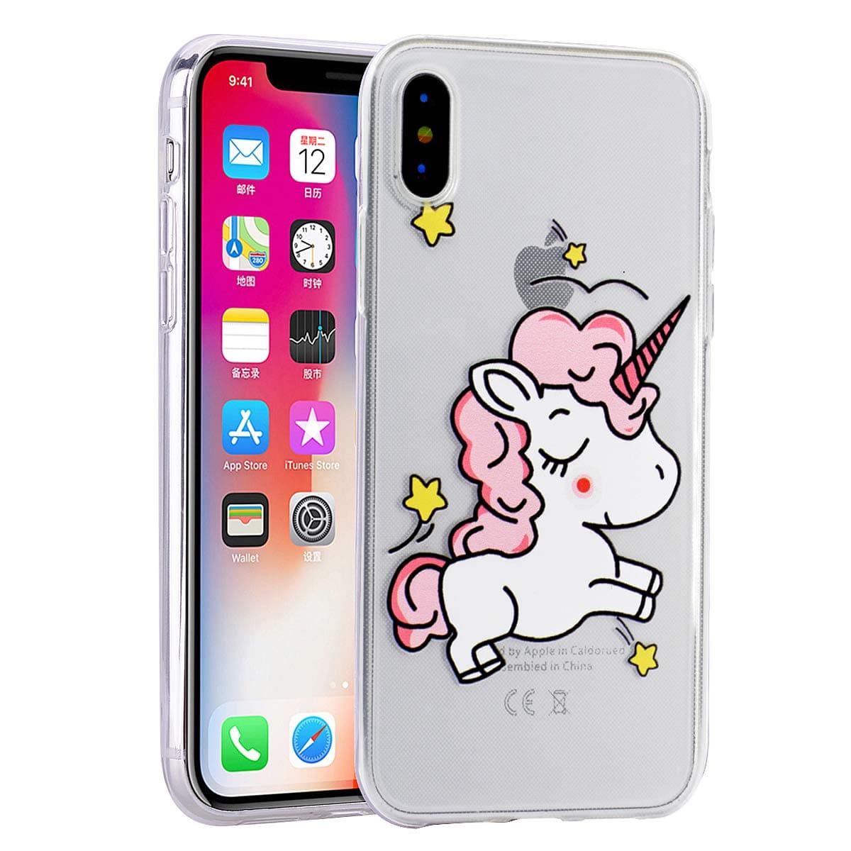 iPhone Xs Case, iPhone X Case Clear, Soft TPU Case Crystal Transparent Slim Anti Slip Case Back Protector Case Cover for iPhone X/XS Unicorn