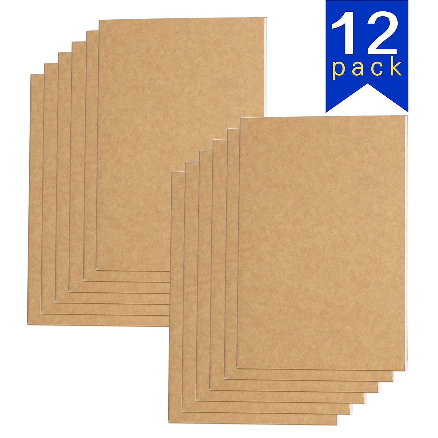 12 pack A5 Size Kraft Notebook,8.26x 5.5 inches Journal for Travelers, students, office,60 Lined Pages/ 30 Sheets, Journal Set