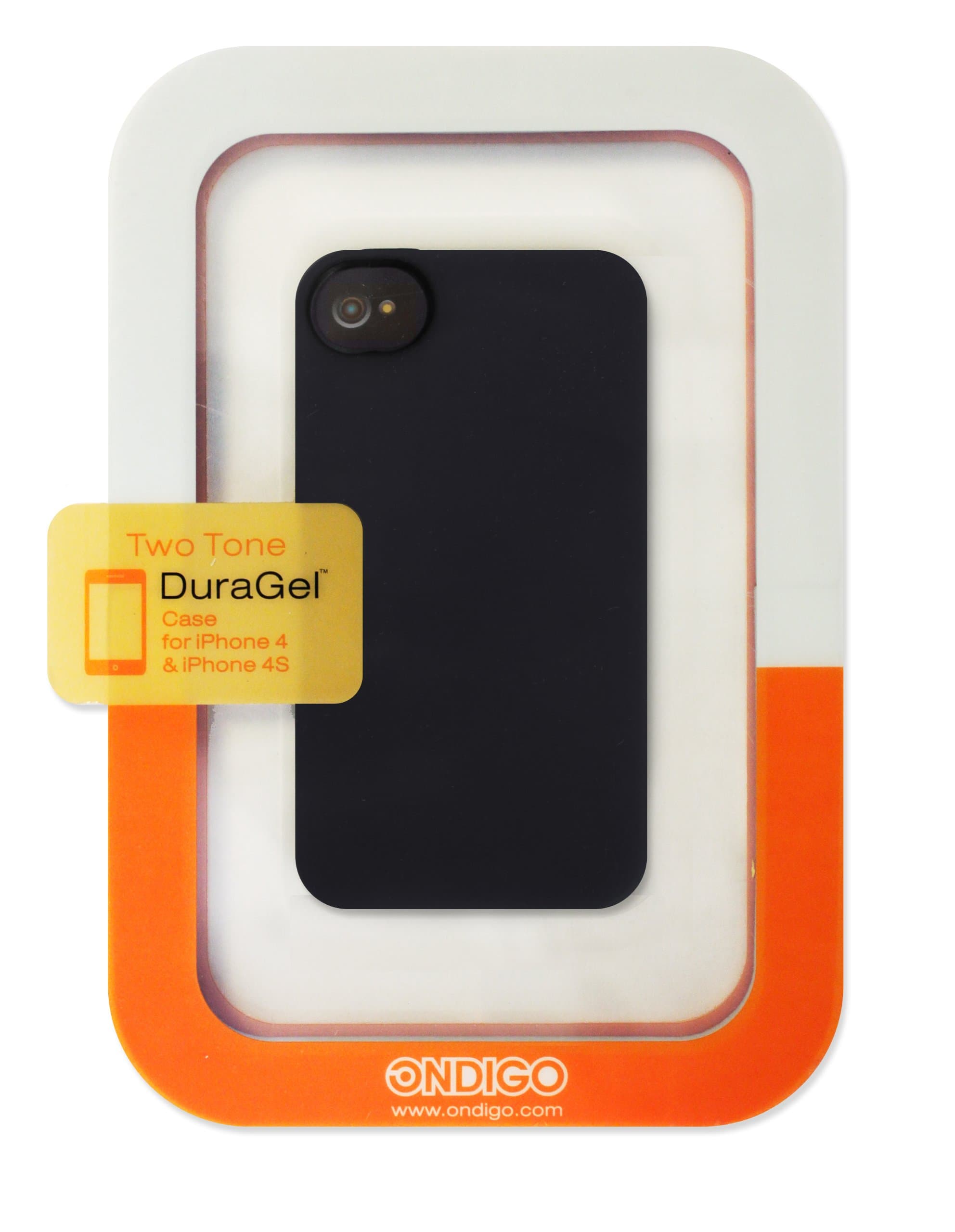 Ondigo - iPhone 4/4s Two Tone DuraGel Case - Solid Black & Grey