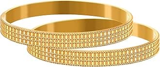 JFL - Jewellery for Less Golden One Gram Gold Plated Bangle Set For Women