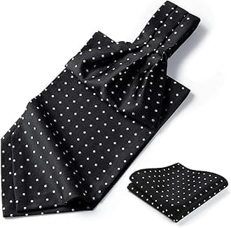 HISDERNAscot Ties for Men Paisley Cravat Tie and Pocket Square Set Floral Mens Ascot Scarf Handkerchief Wedding Party