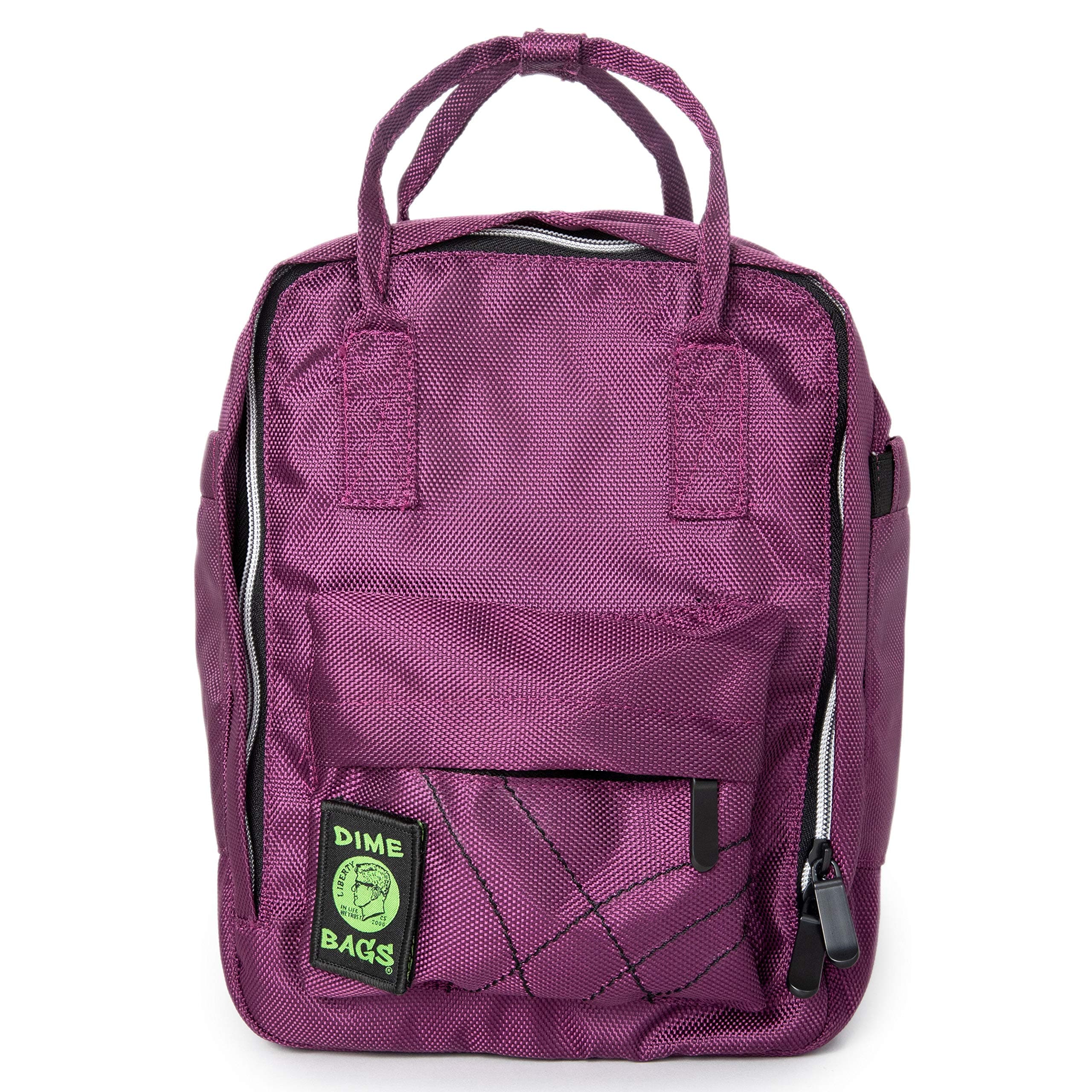 Dime Bags Hot Box Mini Backpack | Multi Pocket Small Backpack with Water Resistant Exterior | School Backpack or Small Travel Bag (Plum)