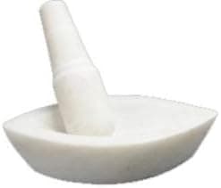Hand Made Durable White Marble Imam Dasta, Mortar and Pestle Set, Ohkli Musal, Kharal for Kitchen (7 inch, Pack of 1)
