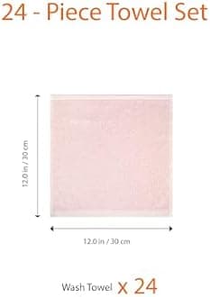 AmazonBasics Cotton Washcloth/Face Towel - 448 GSM - Pack of 24, Petal Pink