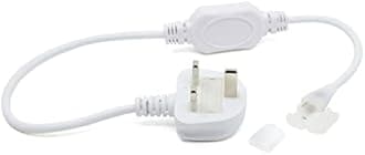 G.W.S® 5M Neutral White 4000K AC 220V-240V Seamless LED COB Strip Light with Standard UK Plug, IP65 Waterproof, Cuttable Every 50CM