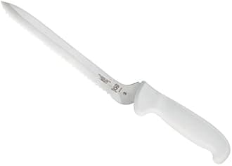 Mercer Culinary Ultimate White, 8 Inch Wavy Edge Offset Utility Knife