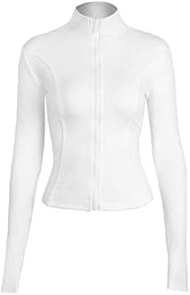 Locachy Women's Slim Fit Full Zip Athletic Running Sports Workout Jacket with Pockets