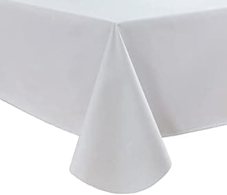 LIBERECOO Vinyl Tablecloth with Flannel Backing, Solid White, Waterproof, Stain-Resistant, Easy-Clean Table Cover for Dining, Kitchen, and Outdoor Use, 60" x 102" Rectangle