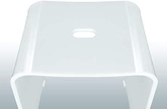 Shower Chair for Inside Showers - Acrylic Bathroom Stool with 400 lb Capacity, Waterproof Bench for Bath-tub, Modern Portable Seat with Handle Hole (White)