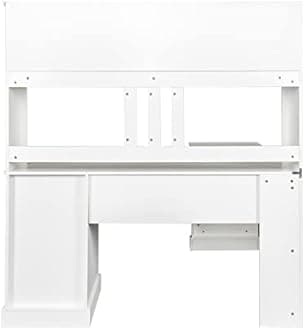 Bellemave L Shaped Desk with Hutch Wood Corner Computer Desk with Storage Drawers and Shelf Modern Home Office Desks L-Shaped Study Table Writing Desk Gaming Desk, White