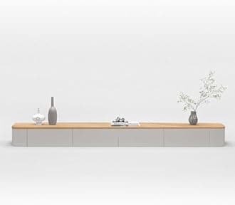 LIUSJMGH Modern Wall Mounted Floating TV Stand, Entertainment Unit, TV Console with Doors Drawers for Living Room, Bedroom (Khaki, 300CM)