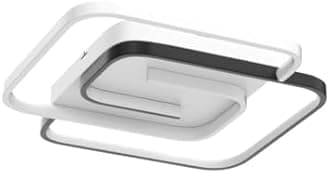 Schindora Modern LED Ceiling Light 36W 50cm with Remote Control, Geometry Square Black White Dimmable Ceiling Lights Fitting for Living Room, Bedroom, Kitchen