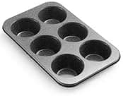 Monfish Jumbo Muffin Pan 6 Cup Carbon Steel Black Stone non Stick Coating Muffin Tin 3.5dia x1.77 inch cup (6 cup)