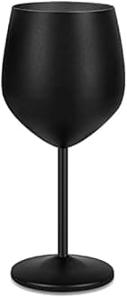 Stainless Steel Wine Glasses, 18oz Stainless Steel Stem Wine Goblets, Stemmed Metal Wine Glasses with Cup Brush for Party Office Anniversary, Great for Red White Wine (Black)